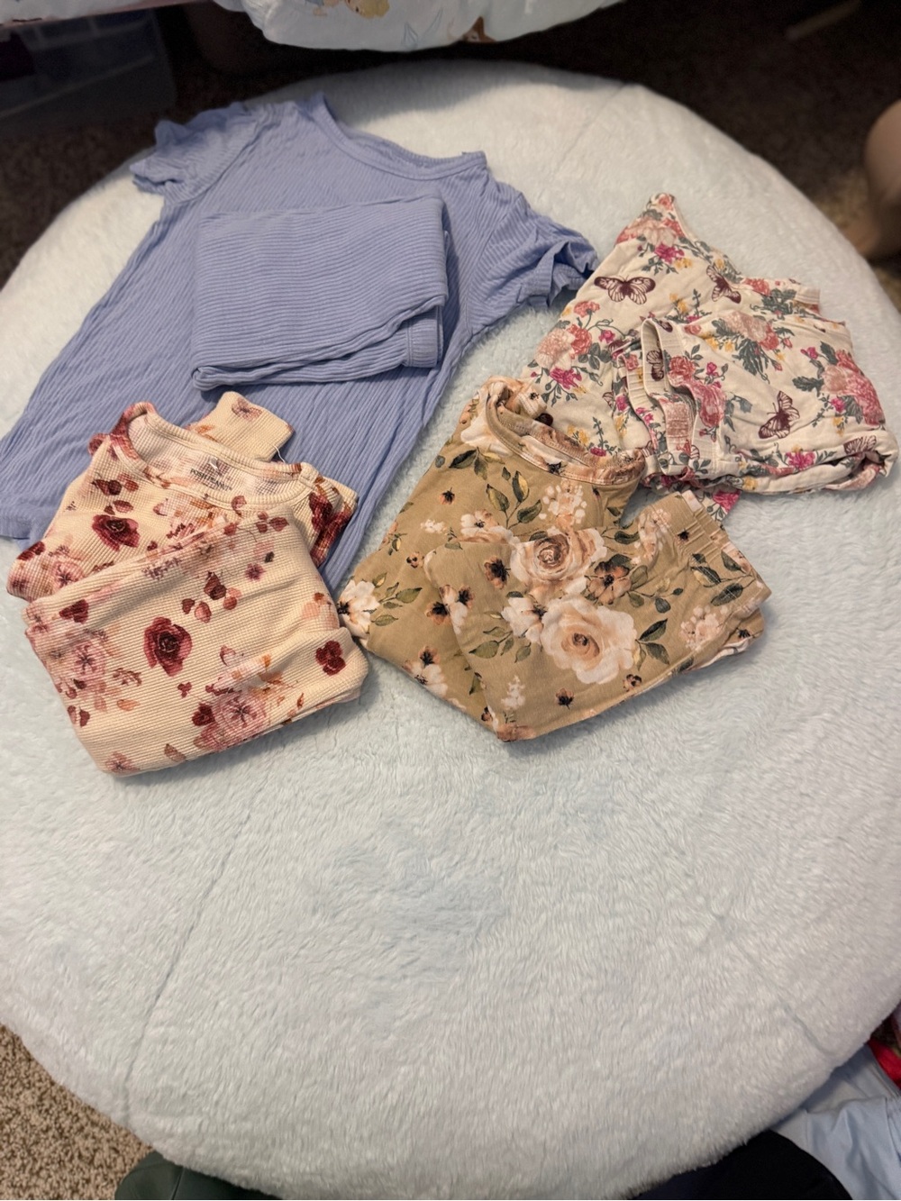 Posh Peanut Lavender Ribbed Top with Floral Pajama Set